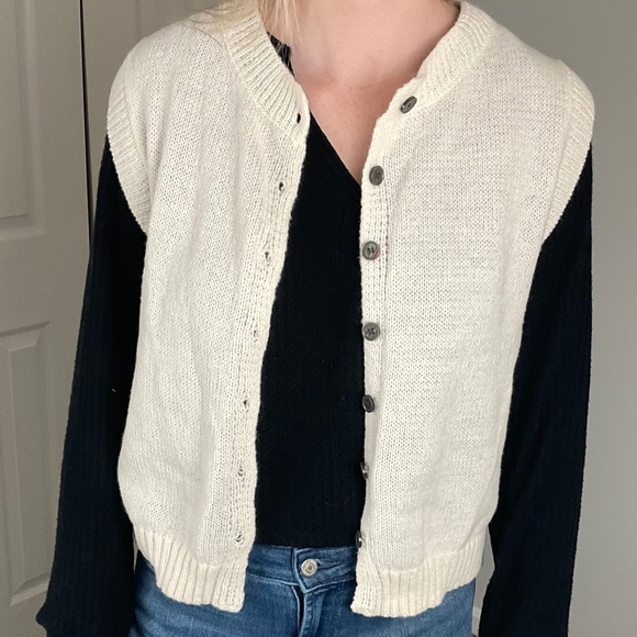 White Button Up Sweater Vest - Picture 1 of 4
